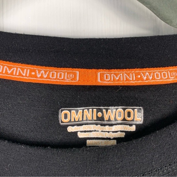 Omni-Wool Men's Large Base Layer Black Long Sleeve Shirt - Picture 2 of 4